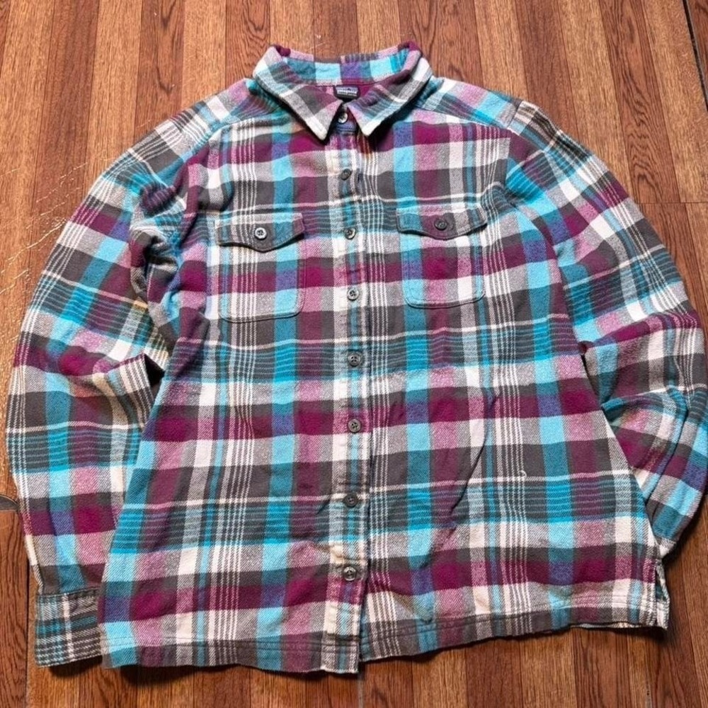 Patagonia Plaid Checkered Women's Cotton Button Down Shirt 8 (Medium)